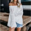 The Best Elegant Women's Off Shoulder Long Sleeve Tops Ladies Sexy Pullover Loose Fashion T-shirt Online - Takalr