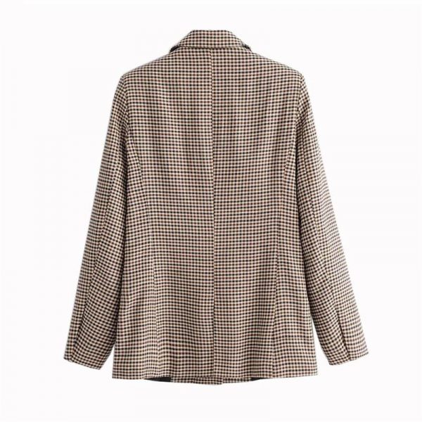 The Best Fashion Autumn Women Plaid Blazers Work Office Lady Blazer Coat Online - Takalr