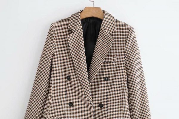 The Best Fashion Autumn Women Plaid Blazers Work Office Lady Blazer Coat Online - Takalr