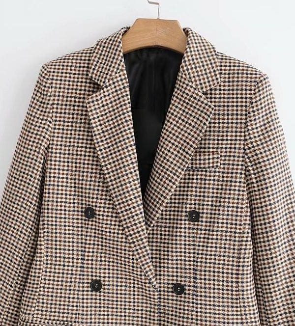 The Best Fashion Autumn Women Plaid Blazers Work Office Lady Blazer Coat Online - Takalr