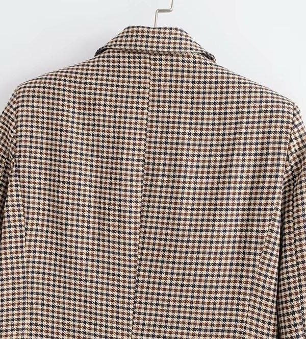 The Best Fashion Autumn Women Plaid Blazers Work Office Lady Blazer Coat Online - Takalr