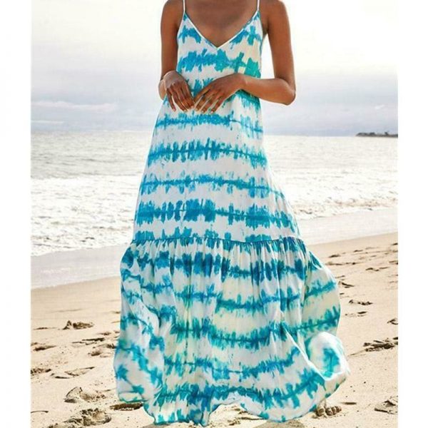 The Best Fashion Beach Dress Women Holiday Sleeveless Loose Summer Beach Casual Floral Long Maxi Dress Sundress Online - Takalr