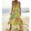 The Best Fashion Beach Dress Women Holiday Sleeveless Loose Summer Beach Casual Floral Long Maxi Dress Sundress Online - Takalr