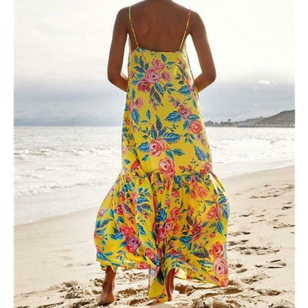 The Best Fashion Beach Dress Women Holiday Sleeveless Loose Summer Beach Casual Floral Long Maxi Dress Sundress Online - Takalr