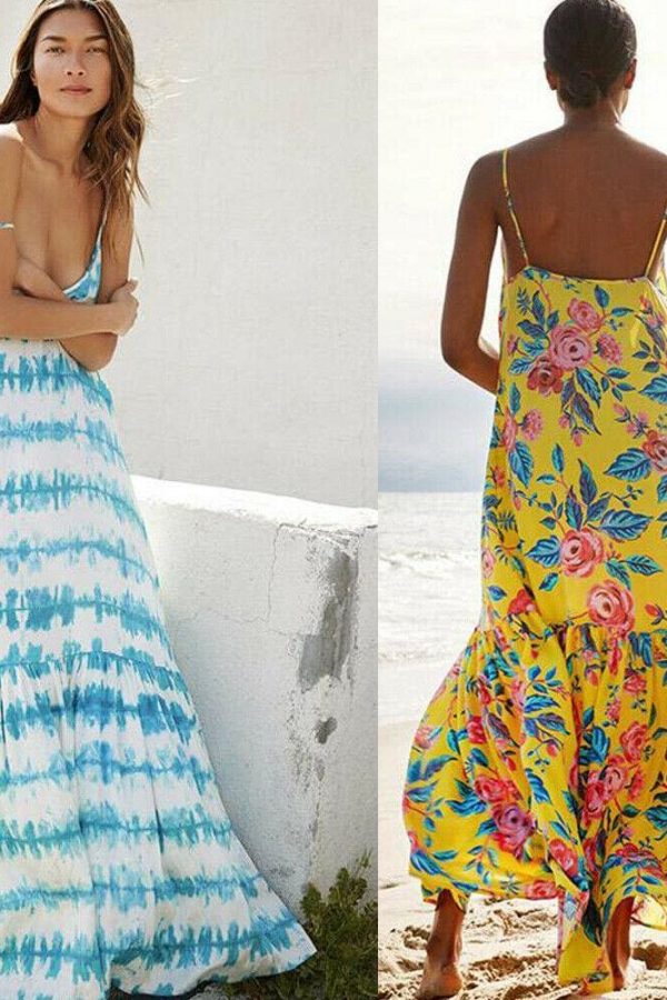 The Best Fashion Beach Dress Women Holiday Sleeveless Loose Summer Beach Casual Floral Long Maxi Dress Sundress Online - Takalr