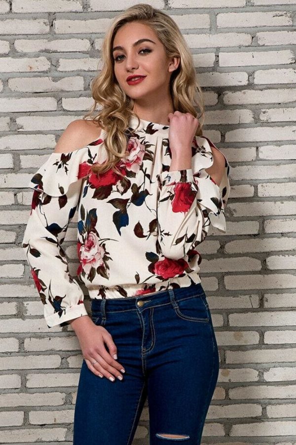 The Best Fashion Boho Women Summer Floral Chiffon Shirt Tops Elegant Ladies Casual Long Sleeve Crew Neck Loose Blouse Shirts Online - Takalr