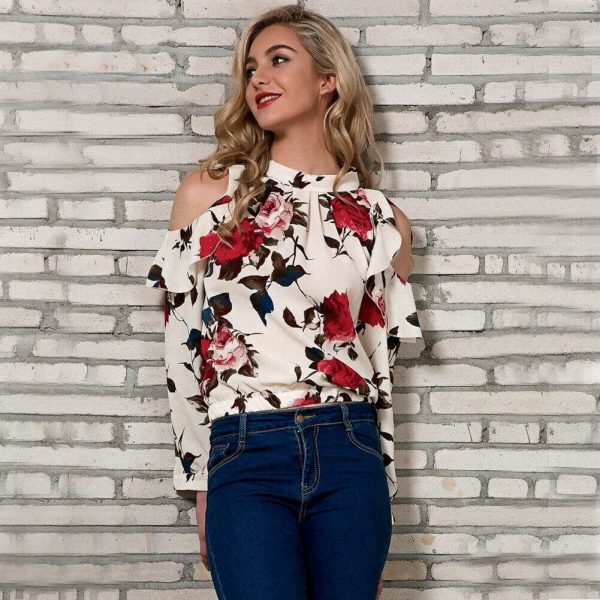 The Best Fashion Boho Women Summer Floral Chiffon Shirt Tops Elegant Ladies Casual Long Sleeve Crew Neck Loose Blouse Shirts Online - Takalr