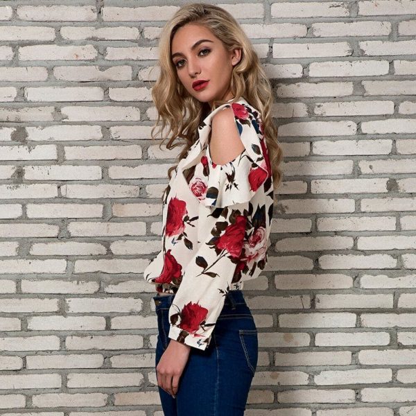 The Best Fashion Boho Women Summer Floral Chiffon Shirt Tops Elegant Ladies Casual Long Sleeve Crew Neck Loose Blouse Shirts Online - Takalr