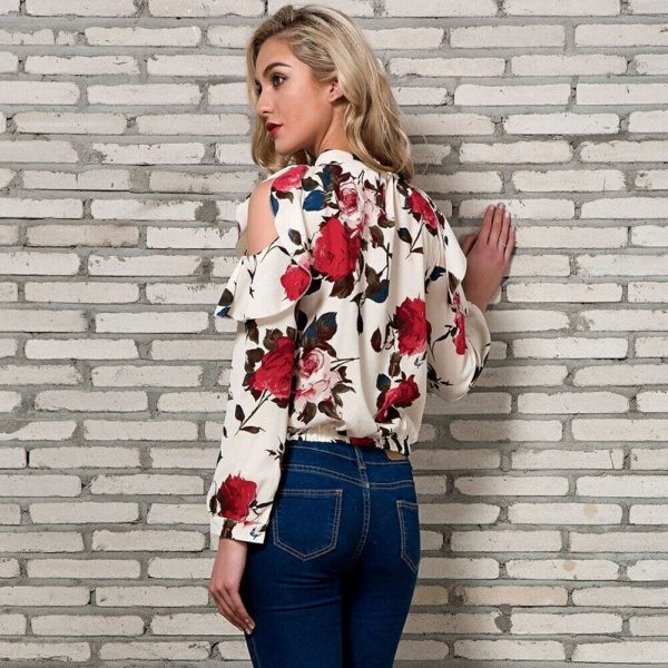 The Best Fashion Boho Women Summer Floral Chiffon Shirt Tops Elegant Ladies Casual Long Sleeve Crew Neck Loose Blouse Shirts Online - Takalr