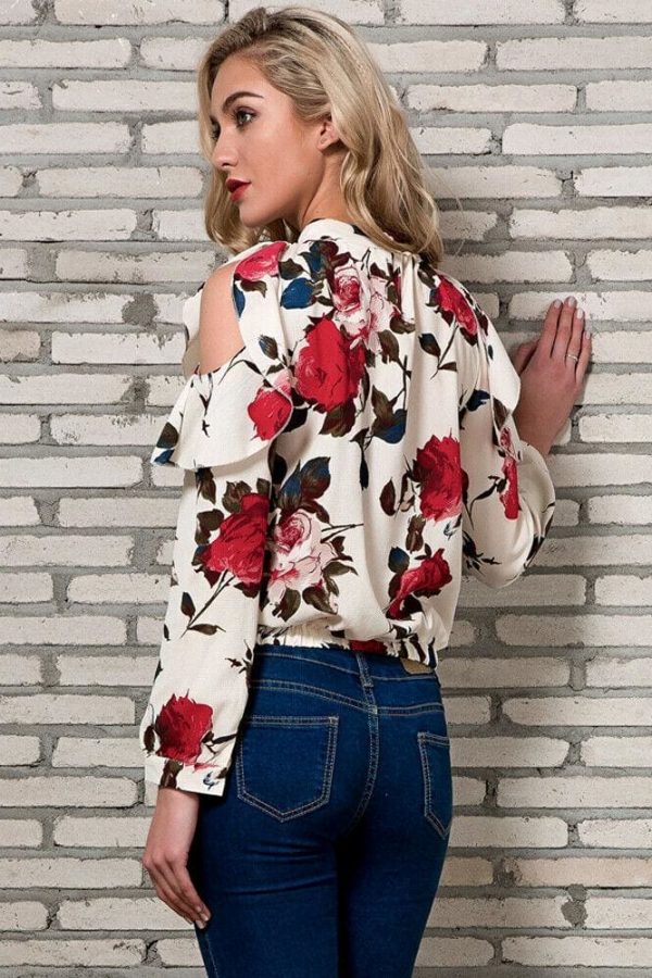 The Best Fashion Boho Women Summer Floral Chiffon Shirt Tops Elegant Ladies Casual Long Sleeve Crew Neck Loose Blouse Shirts Online - Takalr