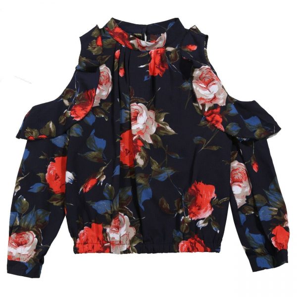 The Best Fashion Boho Women Summer Floral Chiffon Shirt Tops Elegant Ladies Casual Long Sleeve Crew Neck Loose Blouse Shirts Online - Takalr