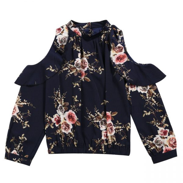 The Best Fashion Boho Women Summer Floral Chiffon Shirt Tops Elegant Ladies Casual Long Sleeve Crew Neck Loose Blouse Shirts Online - Takalr