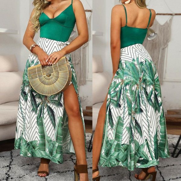 The Best Fashion Boho Women Summer Maxi Long Dress Ladies Floral Spaghetti Strap V-neck Beach Holiday Party Sundress Online - Takalr