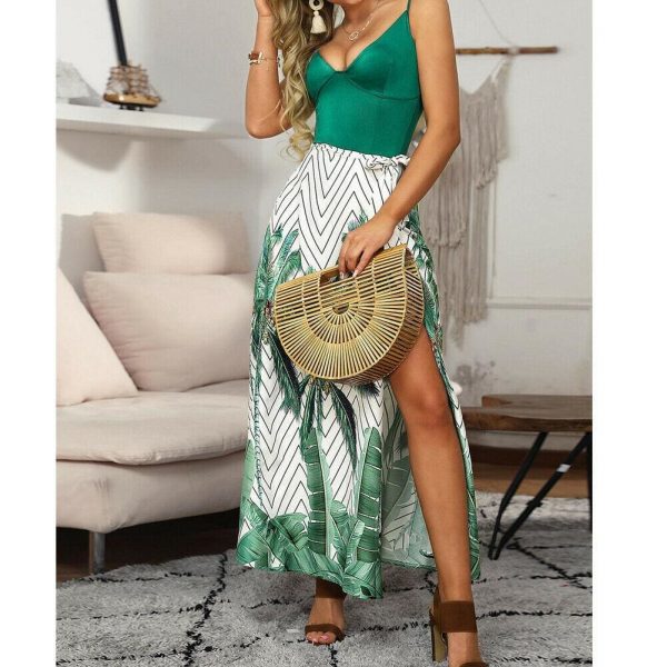 The Best Fashion Boho Women Summer Maxi Long Dress Ladies Floral Spaghetti Strap V-neck Beach Holiday Party Sundress Online - Takalr