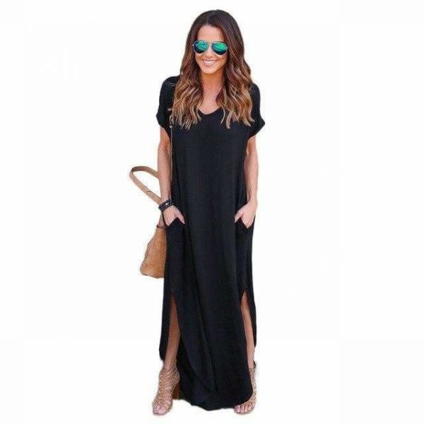 The Best Fashion Casual Cotton Dress Women Robe Jurken V-Neck Streetwear Loose Online - Source Silk