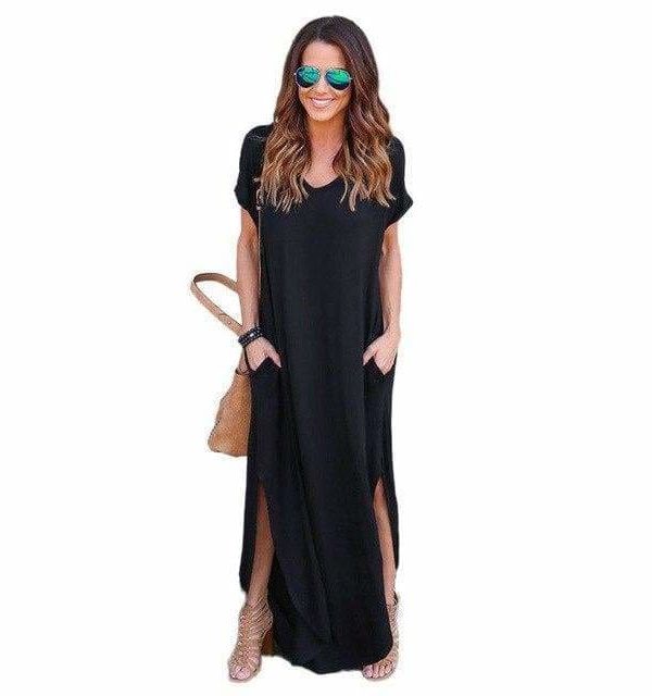 The Best Fashion Casual Cotton Dress Women Robe Jurken V-Neck Streetwear Loose Online - Source Silk