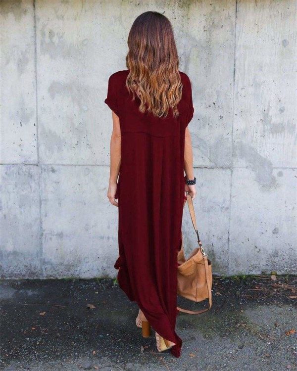 The Best Fashion Casual Cotton Dress Women Robe Jurken V-Neck Streetwear Loose Online - Source Silk