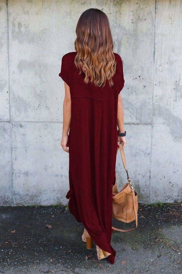 The Best Fashion Casual Cotton Dress Women Robe Jurken V-Neck Streetwear Loose Online - Source Silk