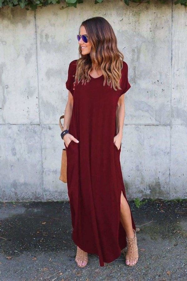 The Best Fashion Casual Cotton Dress Women Robe Jurken V-Neck Streetwear Loose Online - Source Silk