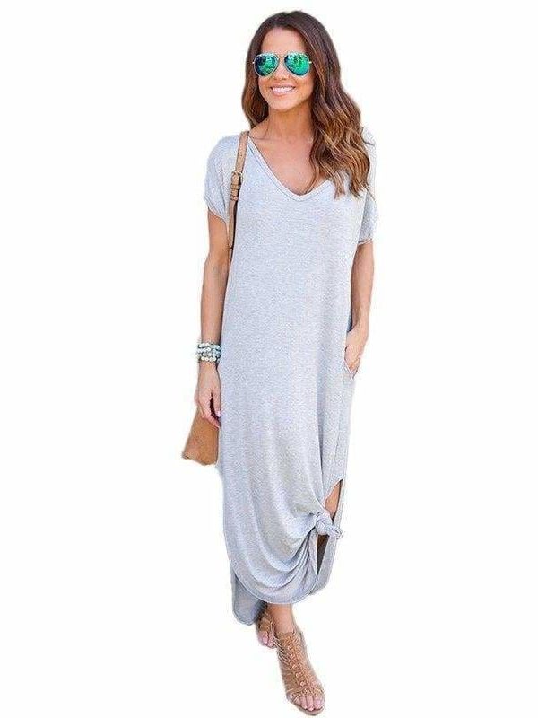 The Best Fashion Casual Cotton Dress Women Robe Jurken V-Neck Streetwear Loose Online - Source Silk