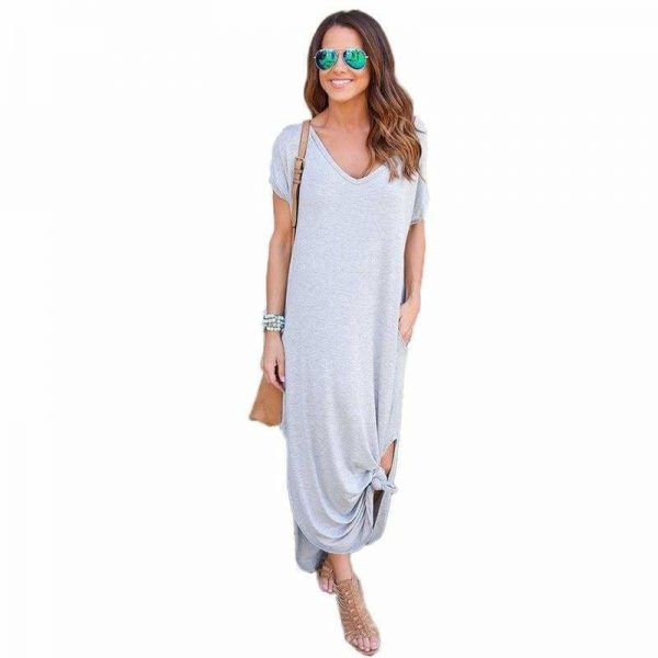 The Best Fashion Casual Cotton Dress Women Robe Jurken V-Neck Streetwear Loose Online - Source Silk