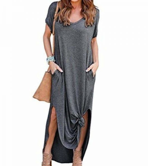 The Best Fashion Casual Cotton Dress Women Robe Jurken V-Neck Streetwear Loose Online - Source Silk