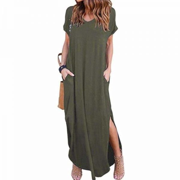 The Best Fashion Casual Cotton Dress Women Robe Jurken V-Neck Streetwear Loose Online - Source Silk