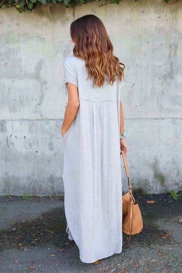 The Best Fashion Casual Cotton Dress Women Robe Jurken V-Neck Streetwear Loose Online - Source Silk