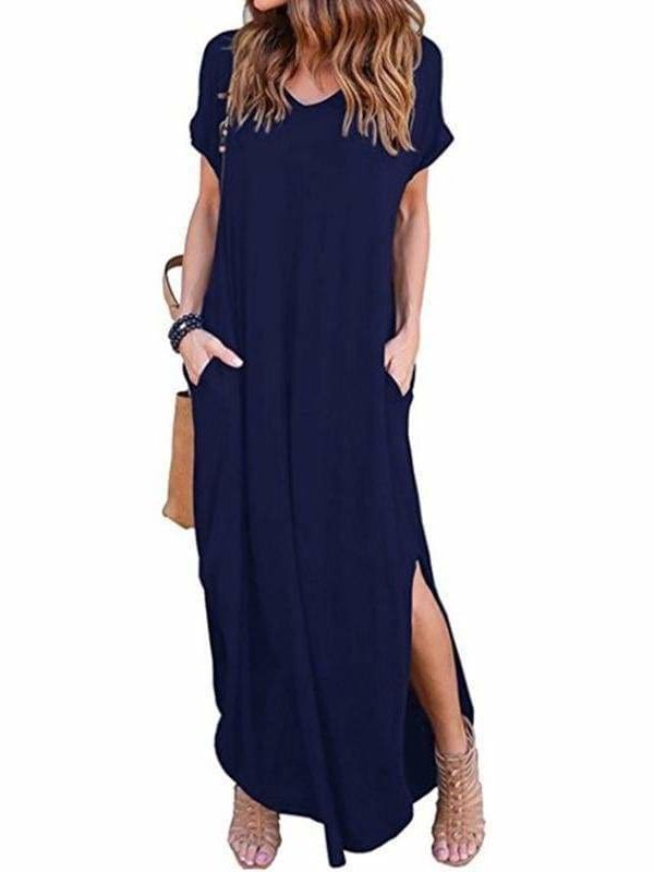 The Best Fashion Casual Cotton Dress Women Robe Jurken V-Neck Streetwear Loose Online - Source Silk