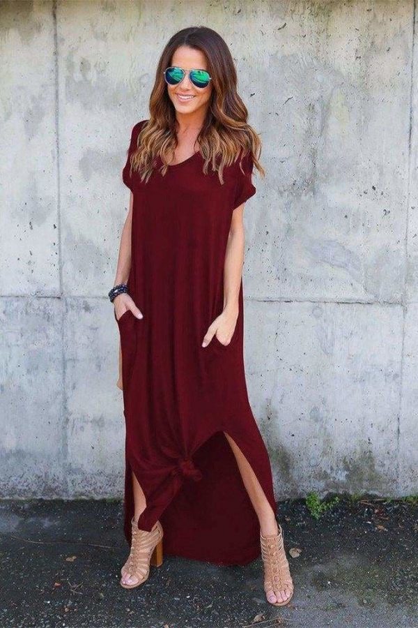 The Best Fashion Casual Cotton Dress Women Robe Jurken V-Neck Streetwear Loose Online - Source Silk