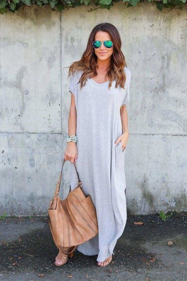 The Best Fashion Casual Cotton Dress Women Robe Jurken V-Neck Streetwear Loose Online - Source Silk