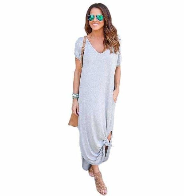 The Best Fashion Casual Cotton Dress Women Robe Jurken V-Neck Streetwear Loose Online - Source Silk