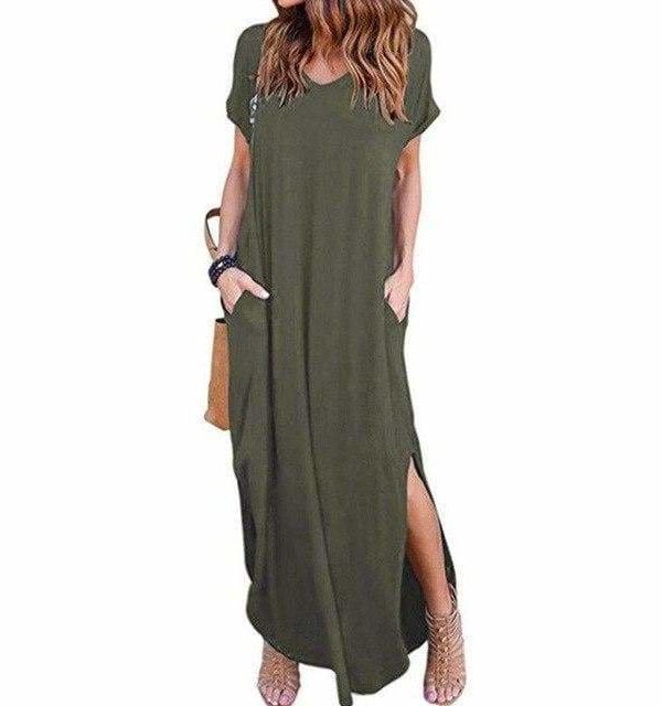 The Best Fashion Casual Cotton Dress Women Robe Jurken V-Neck Streetwear Loose Online - Source Silk