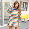 The Best Fashion Girls Women Early Autumn Rainbow Sweater O-neck Hollow-out Long Sleeve Pullovers Female Jumpers Tops Streetwear Online - Source Silk