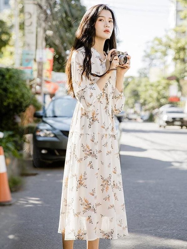 The Best Fashion Korea Style Women Girl Boho Floral Long Dress Maxi Dress Online - Takalr