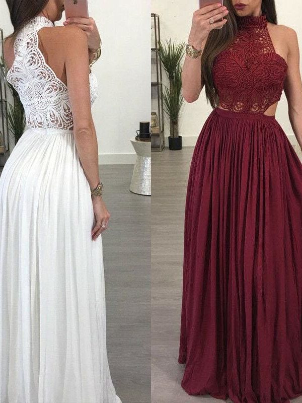 The Best Fashion Lace Maxi Dress Ladies Backless Sexy Hollow Out Skinny Summer Boho Elegant Women Evening Party Halter Sleeveless Dress Online - Takalr