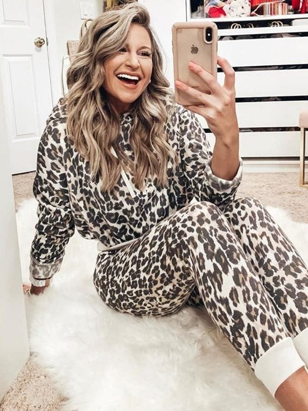 The Best Fashion Leopard Print Two Piece Set Women Autumn Long Sleeve Top and Pants Suit 2 Piece Set Online - Takalr