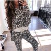 The Best Fashion Leopard Print Two Piece Set Women Autumn Long Sleeve Top and Pants Suit 2 Piece Set Online - Takalr