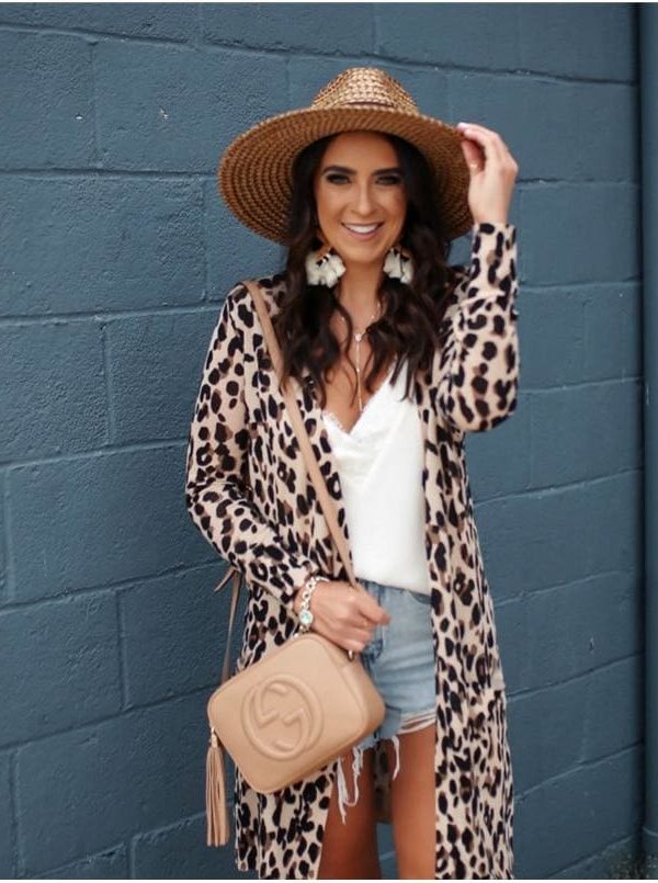 The Best Fashion Leopard Womenos Long Sleeve Cardigan Tops Loose Long Blouse Outwear Streetwear Online - Takalr