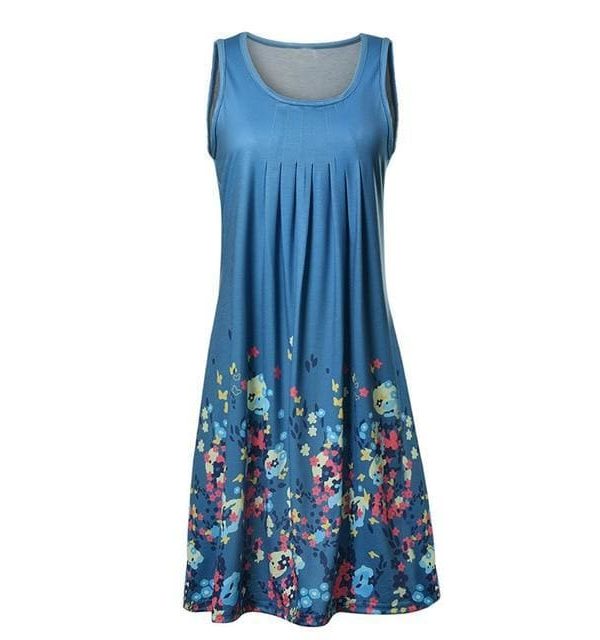 The Best Fashion O-Neck Sleeveless Tank Print Dress Online - Source Silk