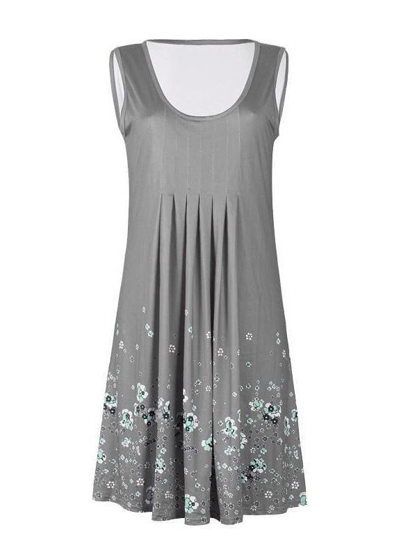 The Best Fashion O-Neck Sleeveless Tank Print Dress Online - Source Silk