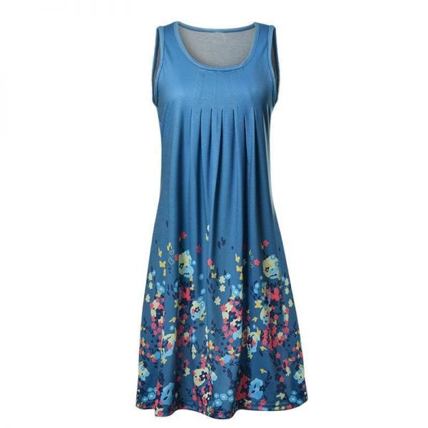 The Best Fashion O-Neck Sleeveless Tank Print Dress Online - Source Silk