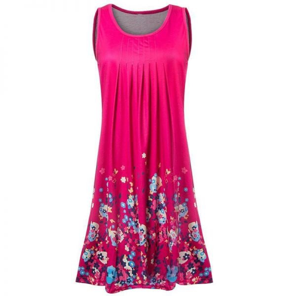 The Best Fashion O-Neck Sleeveless Tank Print Dress Online - Source Silk