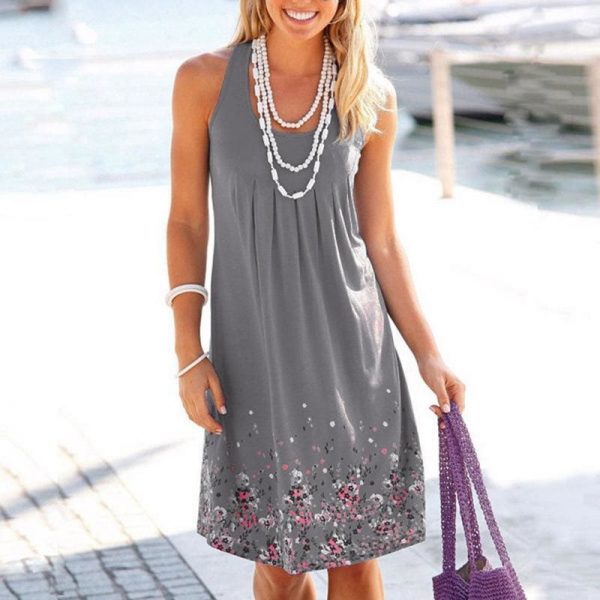 The Best Fashion O-Neck Sleeveless Tank Print Dress Online - Source Silk