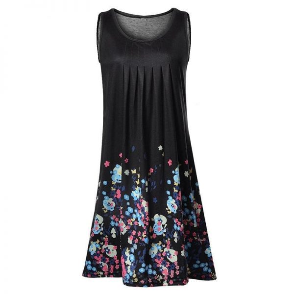 The Best Fashion O-Neck Sleeveless Tank Print Dress Online - Source Silk