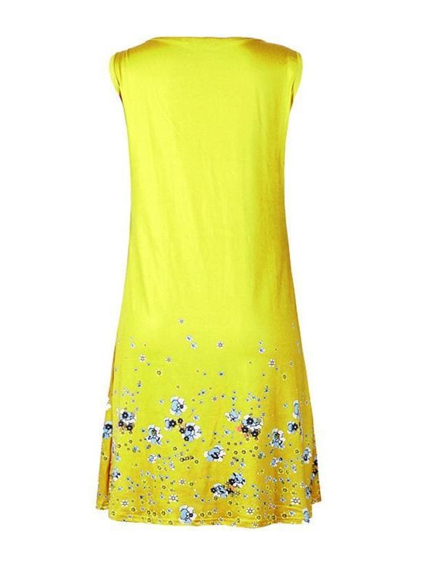 The Best Fashion O-Neck Sleeveless Tank Print Dress Online - Source Silk