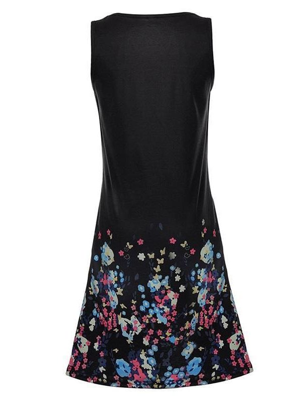 The Best Fashion O-Neck Sleeveless Tank Print Dress Online - Source Silk