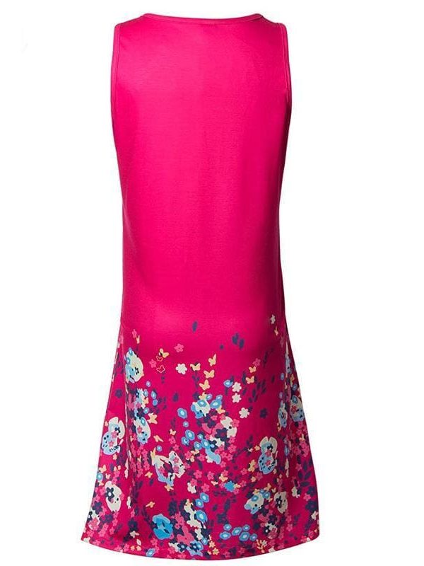 The Best Fashion O-Neck Sleeveless Tank Print Dress Online - Source Silk