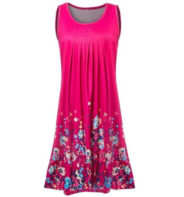 The Best Fashion O-Neck Sleeveless Tank Print Dress Online - Source Silk