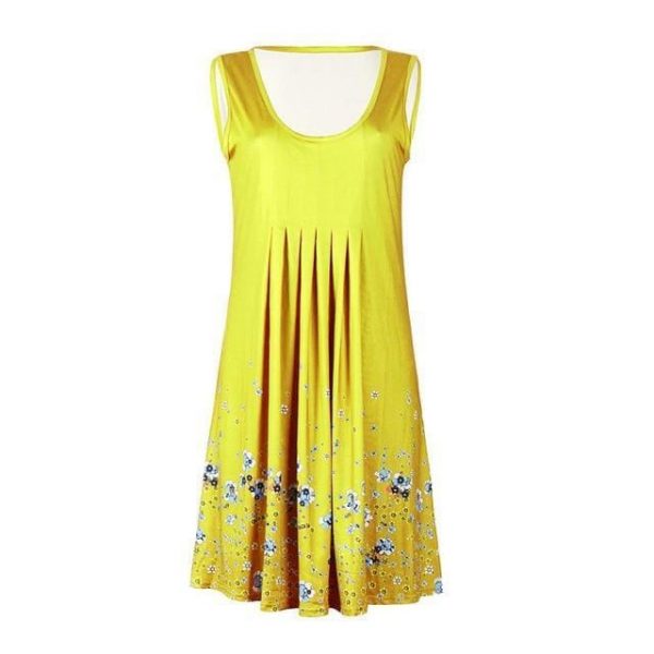 The Best Fashion O-Neck Sleeveless Tank Print Dress Online - Source Silk